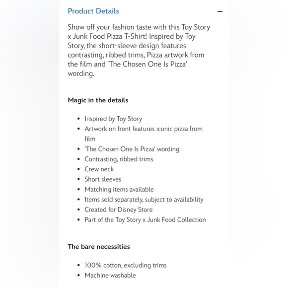 Disney Store Toy Story x Junk Food Pizza T-Shirt For Adults Size Medium - Picture 2 of 9